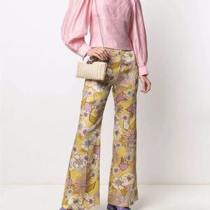 Chic Sandro París Pink Blouse with Puffed Sleeves Sz S